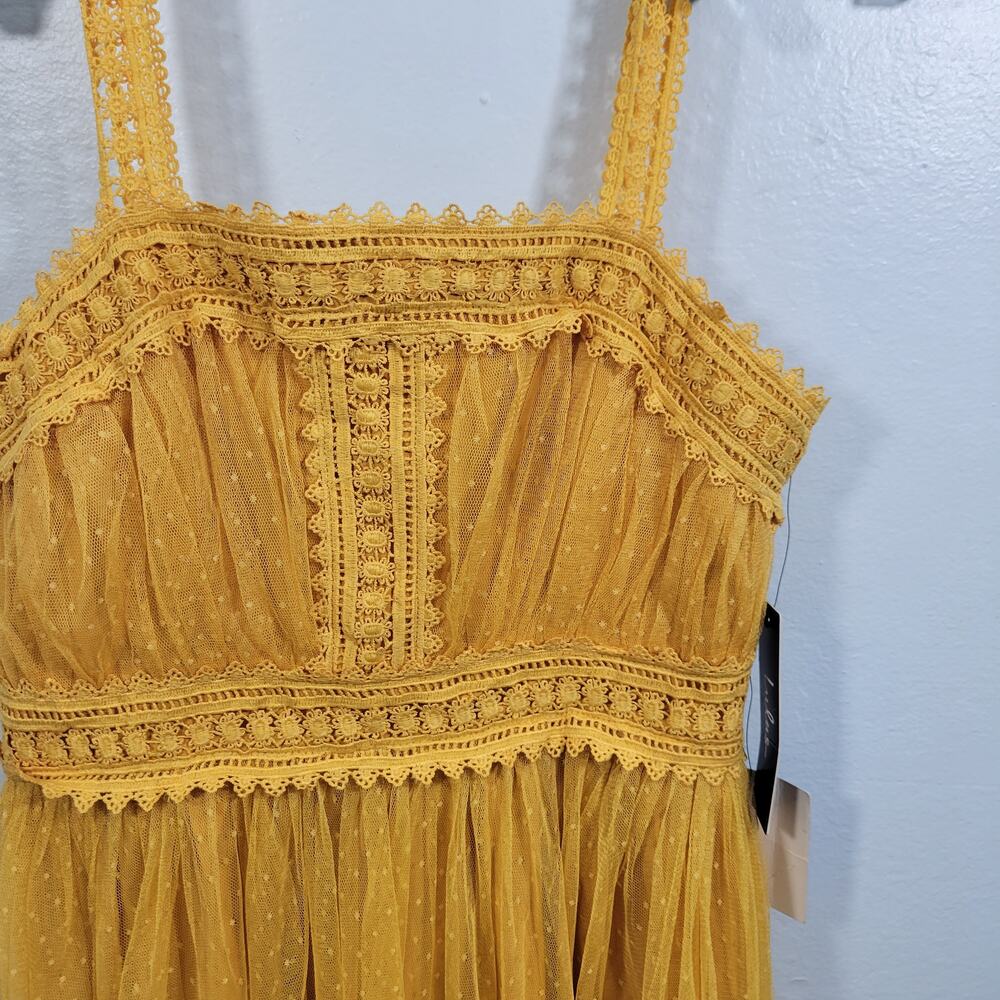 Lulus Forever Love Golden Yellow Swiss Dot Sleeveless Dress Size S 122925-2Clo2 - Picture 3 of 9